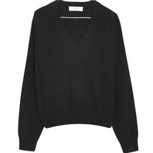 MADEWELL Women’s Cashmere Pullover V-Neck Sweater in true‎ black-Size XS